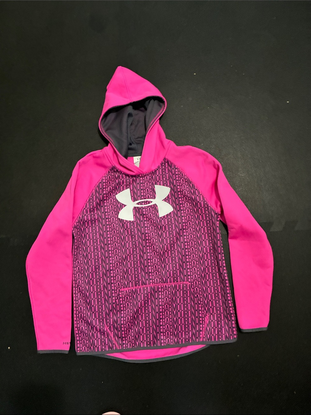 YXL Under Armour Girls' Hot Pink Pullover Hoodie with White Logo